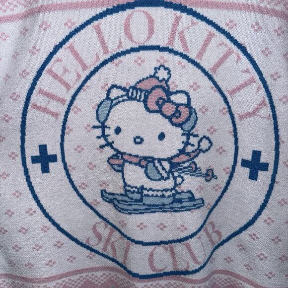 NWT Hello Kitty Ski Club Snow Angel Crew Sweatshirt Woman Junior S Pink Sanrio - Picture 7 of 7